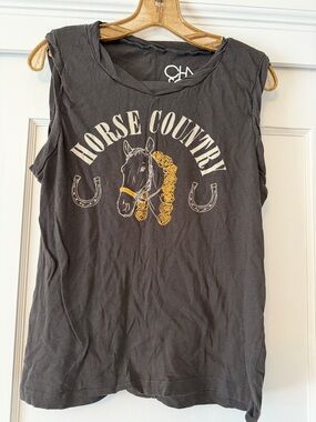CHA Black 'Horse Country' Women's Muscle Tee